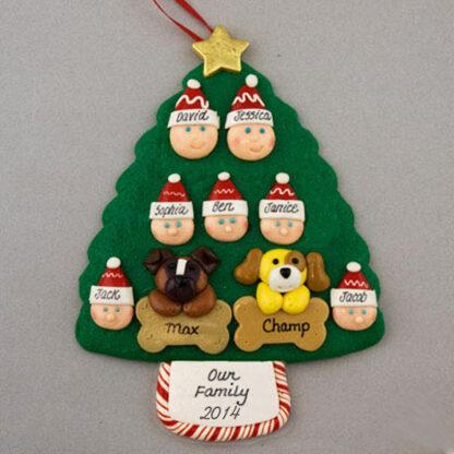 Our Family of 7 with 2 Pets Personalized Christmas Ornament