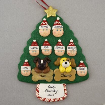 Our Family of 8 with 2 Pets Personalized Christmas Ornament
