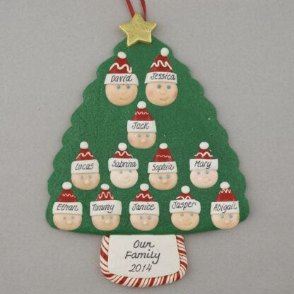 Family Tree of 12 Personalized Christmas Ornament