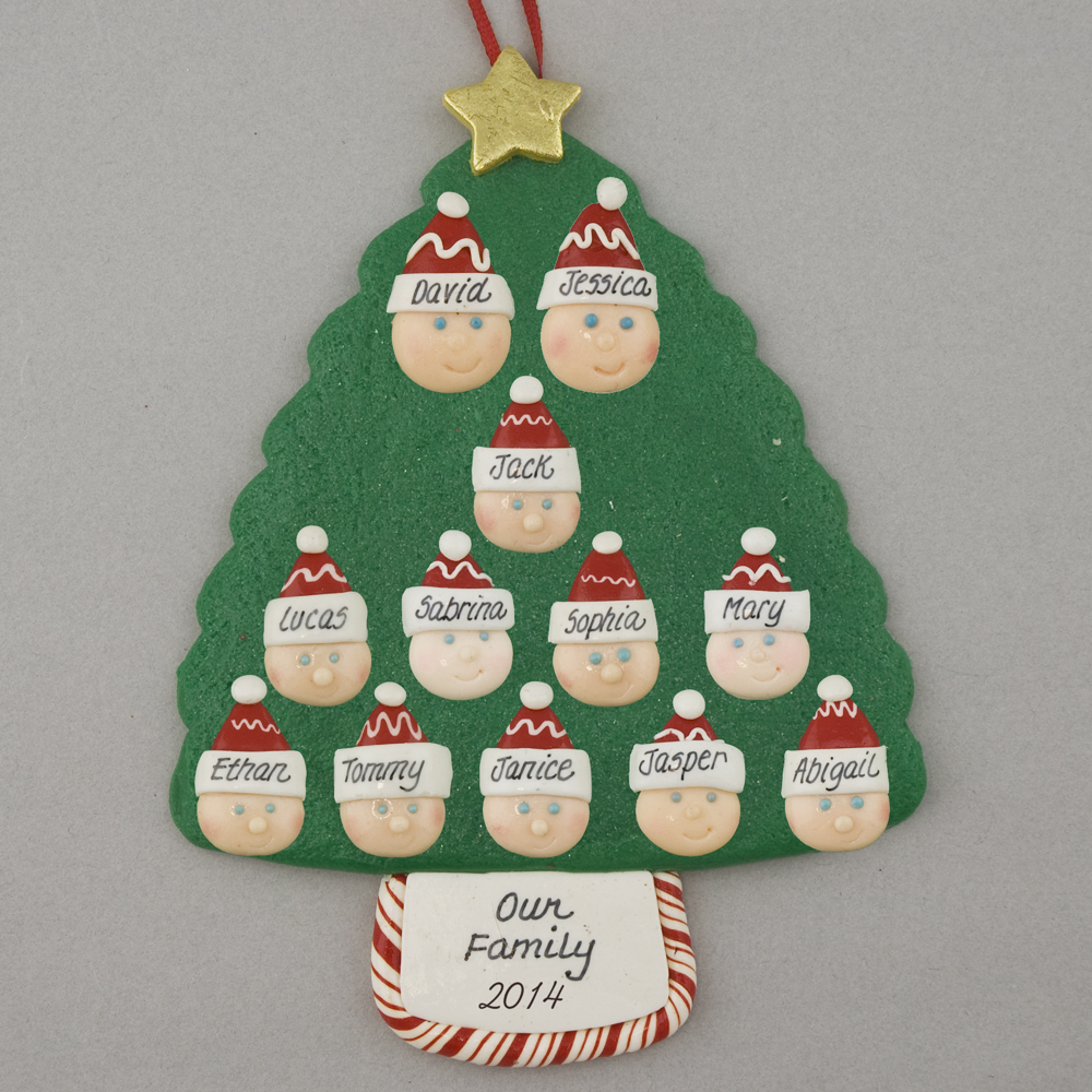 Family Christmas Ornament with Tree Branches and Birds Ornaments Personalized Family Tree Holiday Decor