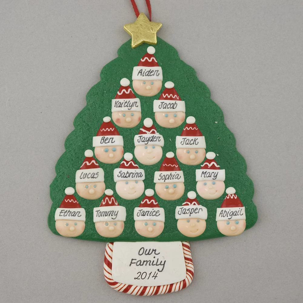 Family Tree of 15 Personalized Christmas Ornament