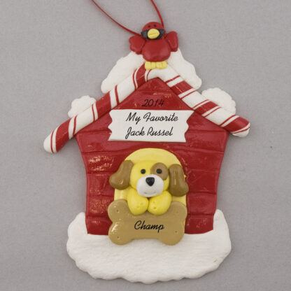 Jack Russell Terrier in Dog House Personalized christmas Ornaments