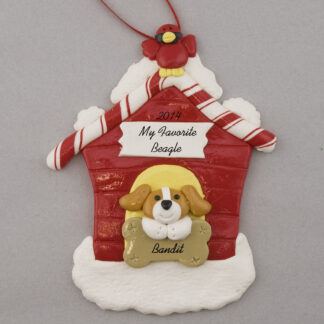 Beagle in Doghouse Personalized christmas Ornaments