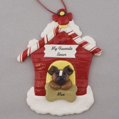 Boxer in Dog House Personalized christmas Ornaments