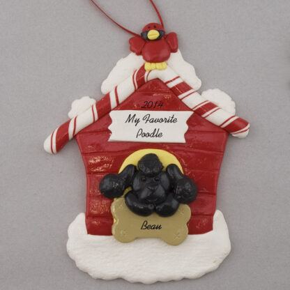 Black Poodle in Dog House Personalized christmas Ornaments