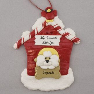 Shih tzu in Dog House Personalized christmas Ornaments