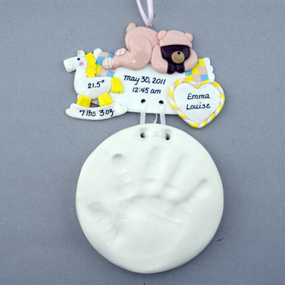 Baby Girl Handprint Personalized Christmas Ornaments