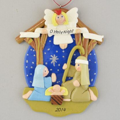 Nativity with Angel Personalized christmas Ornaments
