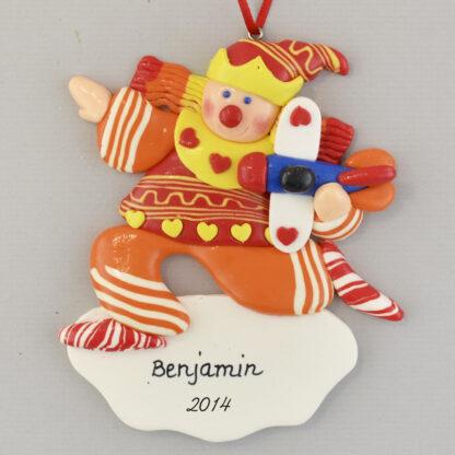 Clown with Airplane Personalized christmas Ornaments