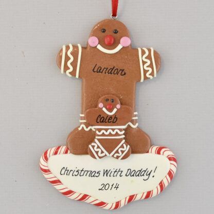 Single Gingerbread Parent of One Child Personalized christmas Ornaments