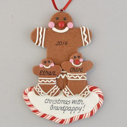 Gingerbread Grandpa of Two Personalized christmas Ornaments