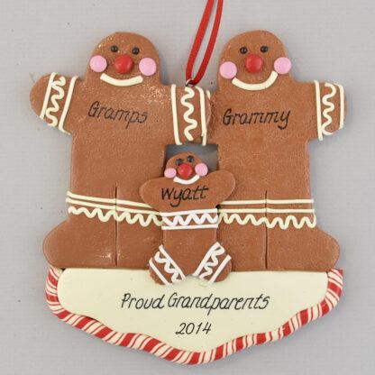 Gingerbread Grandparents of One Personalized Christmas Ornaments
