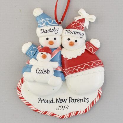 Proud New Grandparents with Baby in Carrier Personalized christmas Ornaments
