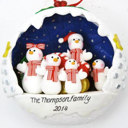 Snowball Family of Five personalized christmas Ornaments