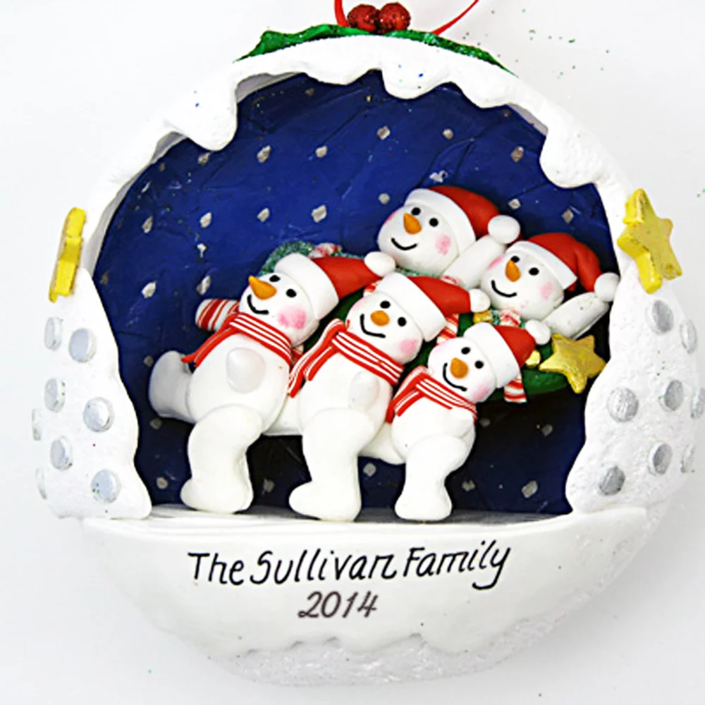 Snowball Family with Tree personalized christmas Ornaments