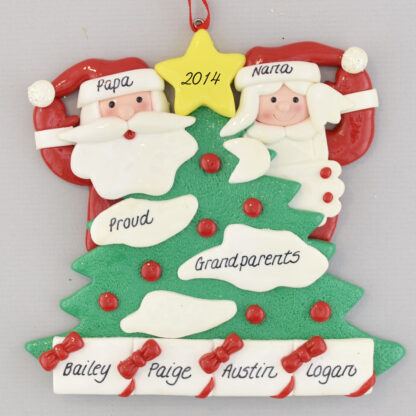 Personalized Tree with 4 Gifts Grandparents Christmas Ornaments