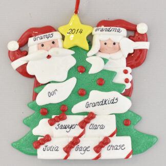 Personalized Tree with 5 Gifts Grandparents Christmas Ornaments