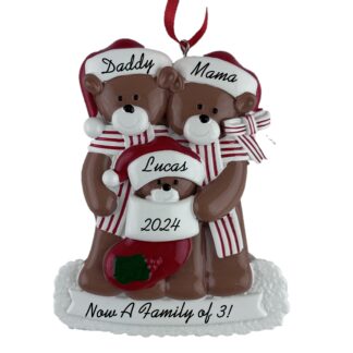 Bear Family of Three Christmas Ornament