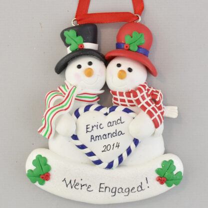 Snowpeople Engaged to be Married Personalized christmas Ornaments