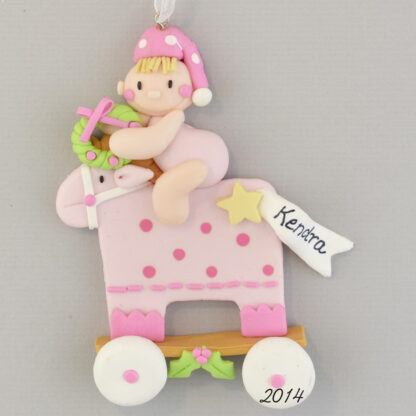 Pink Baby Girl Rocking Horse Personalized christmas Ornaments