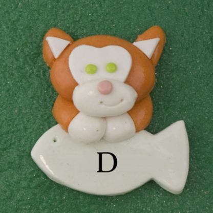 Pet cat orange with fish personalized christmas ornaments