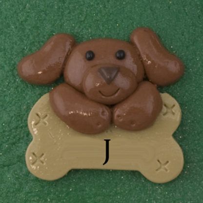 Pet dog brown with bone personalized christmas ornaments