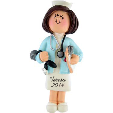 Nurse Personalized christmas Ornaments Female Brunette