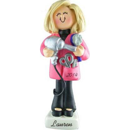 Hairdresser Personalized christmas Ornaments Female Blonde