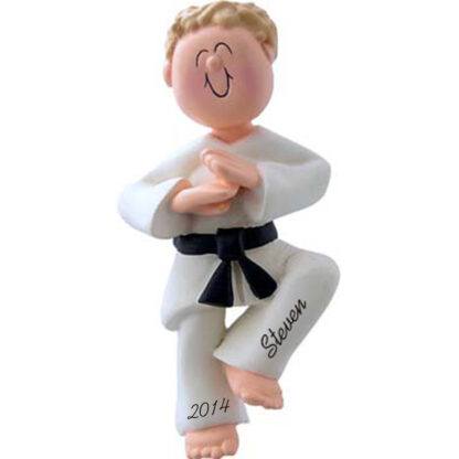Karate Boy Personalized Christmas Ornaments Blonde Hair