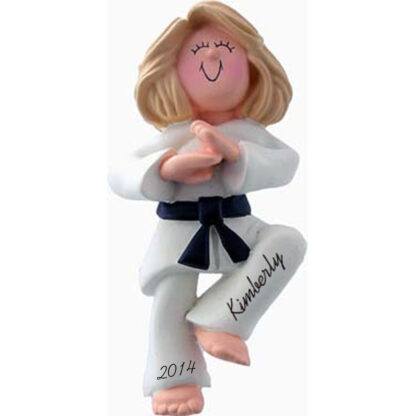 Karate Girl Blonde Personalized Ornaments