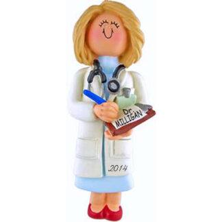 Doctor/Physician Personalized Christmas Ornaments Female Blonde
