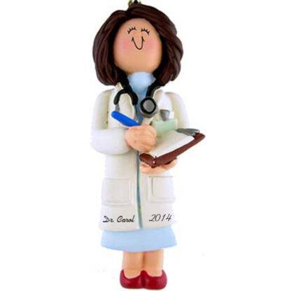 Doctor/Physician Personalized Christmas Ornaments Female Brunette
