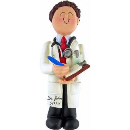 Doctor Personalized Christmas Ornaments Male Brunette