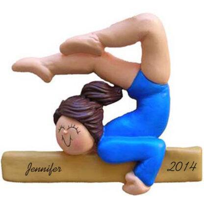 Gymnast Personalized Christmas Ornaments Female Brunette