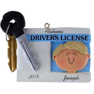 Driver's License Personalized Christmas Ornaments Male Blonde