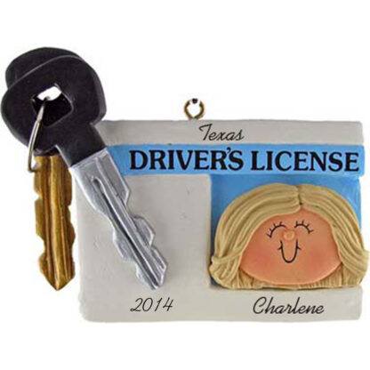 Driver's License Personalized Christmas Ornaments Female Blonde