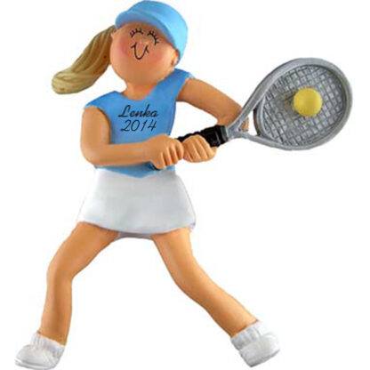Tennis Girl Blonde Personalized Christmas Ornaments