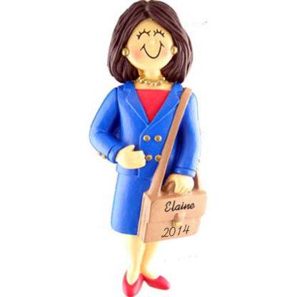 Professional/Businesswoman Brunette Personalized Christmas Ornaments