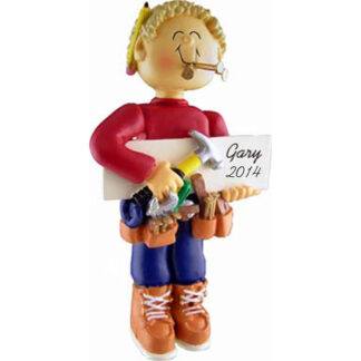 Carpenter Male Blonde Personalized Christmas Ornaments