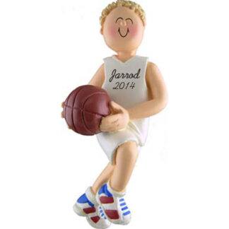 Basketball Boy Blonde Personalized christmas Ornaments