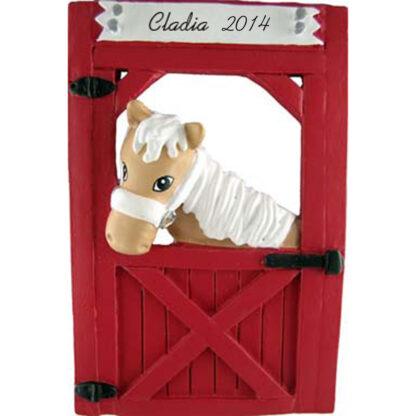 Horse (Tan) in Stable Personalized Christmas Ornaments
