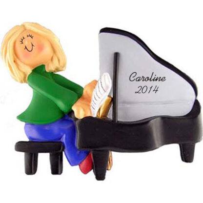 Piano - Girl Blonde Personalized christmas Ornaments