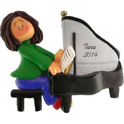 Piano - Girl Brunette Personalized christmas Ornaments