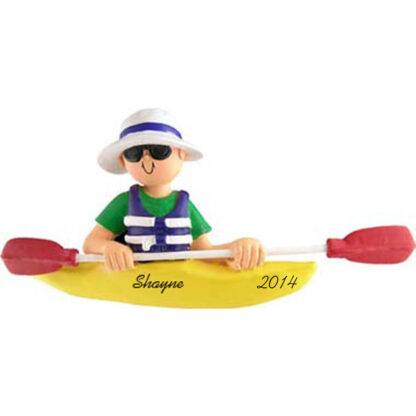 Kayak Boy Personalized Christmas Ornaments