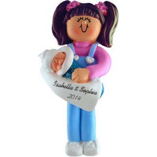 Big Sister Brunette Personalized christmas Ornaments