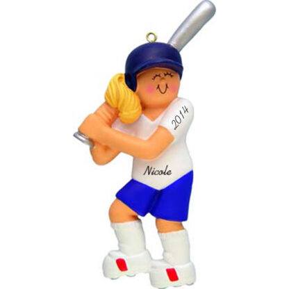 Softball Girl Blonde Personalized christmas Ornaments