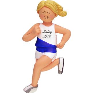 Runner Girl Blonde Personalized Christmas Ornaments