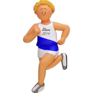 Runner Boy Blonde Personalized Christmas Ornaments