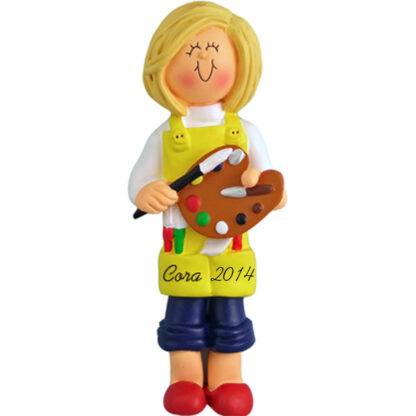 Artist Female Blonde Personalized Christmas Ornaments