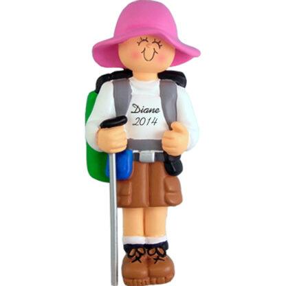 Hiker Girl Personalized Christmas Ornaments